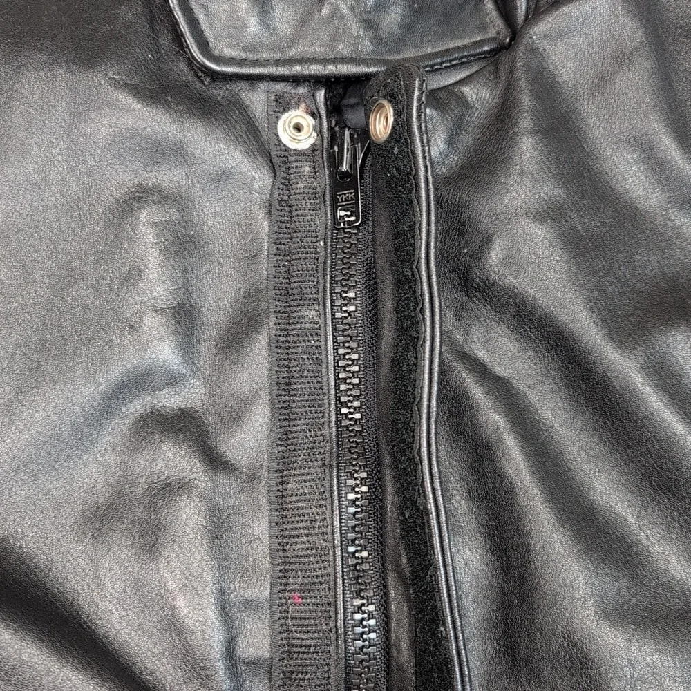 Vintage Yamaha‎ Jacket Mens 38 Black Leather Softshell Moto Elbow Padded Zip Up